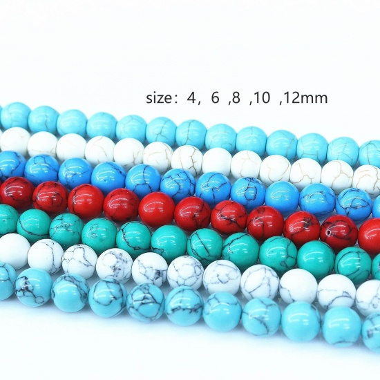Picture of Turquoise ( Synthetic ) Beads Round Multicolor 1 Strand