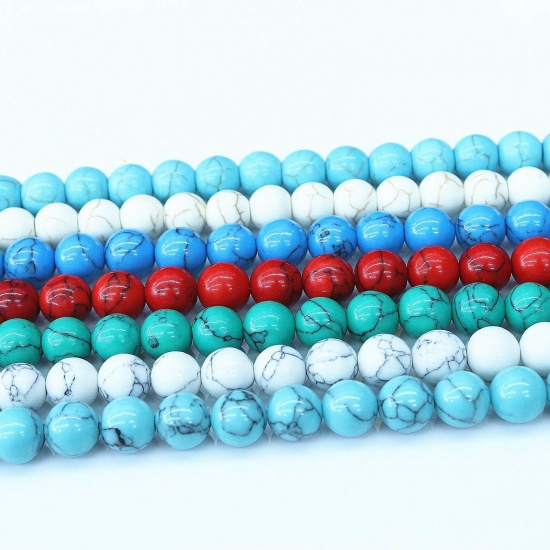 Picture of Turquoise ( Synthetic ) Beads Round Multicolor 1 Strand