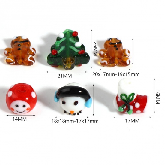 Picture of Lampwork Glass Christmas Beads Multicolor 1 Piece