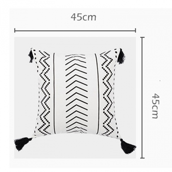 Immagine di Brown - Cotton & PU Splicing Arrowhead Pattern Square Pillowcase Home Textile 45x45cm, 1 Piece