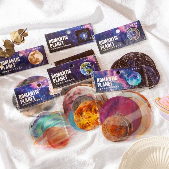 Picture of PET DIY Scrapbook Deco Stickers Multicolor Universe Planet 8cm x 8cm - 5cm x 2.5cm, 1 Set