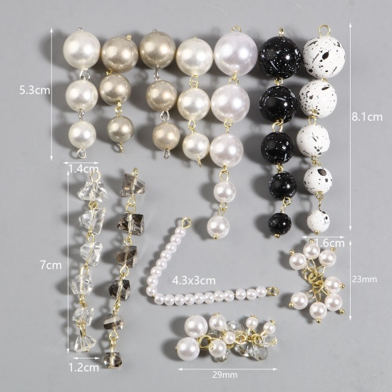 Picture of Acrylic Pendants Gold Plated Imitation Pearl 2 PCs