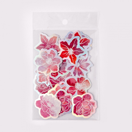 Image de DIY Papier Autocollant Décoration en Papier Vert Fleurs 4.5cm x 4.5cm, 1 Paquet