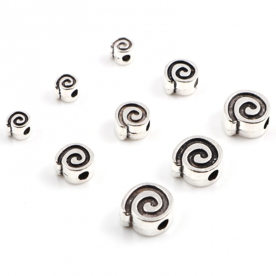 Picture of Zinc Based Alloy Spacer Beads Round Antique Silver Color Swirl 200 PCs