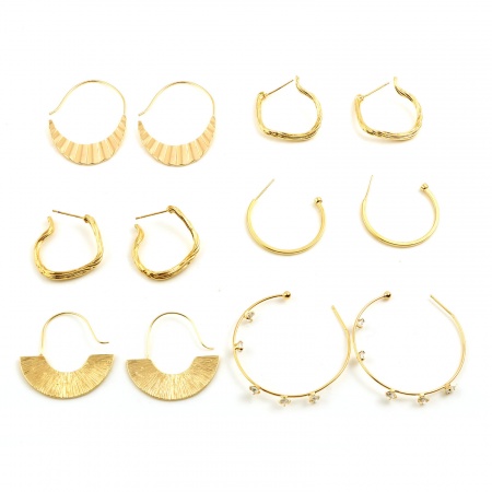 Cobre Pendientes 18K Oro Real Chapado Post/ Wire Size: (20 gauge), 2 Unidades