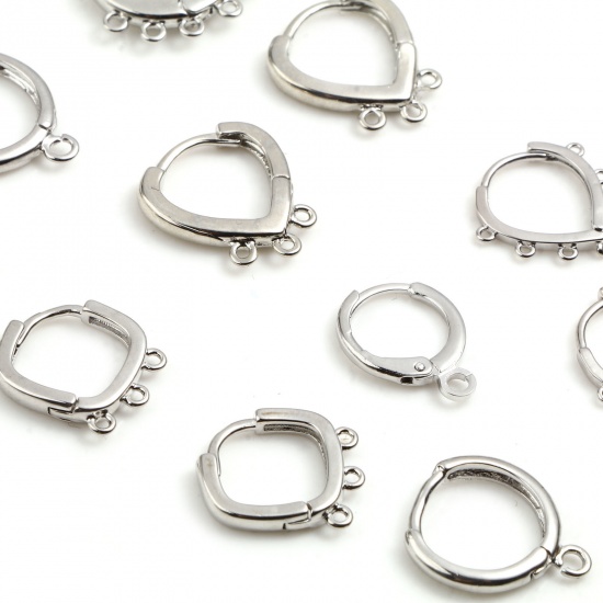 Picture of Brass Hoop Earrings Real Platinum Plated W/ Loop 2 PCs