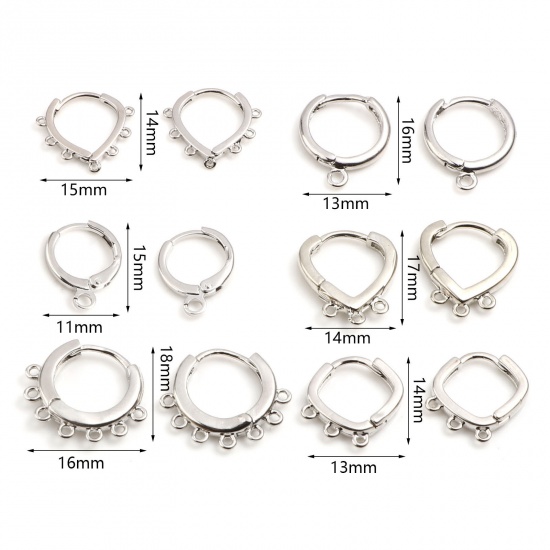 Picture of Brass Hoop Earrings Real Platinum Plated W/ Loop 2 PCs