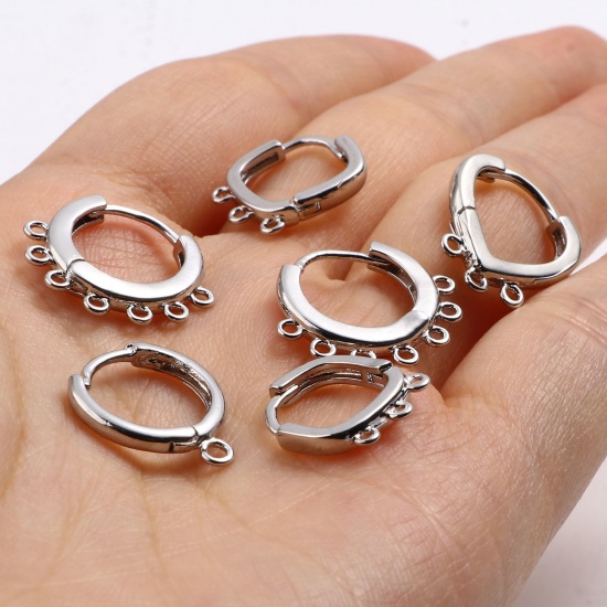 Picture of Brass Hoop Earrings Real Platinum Plated W/ Loop 2 PCs