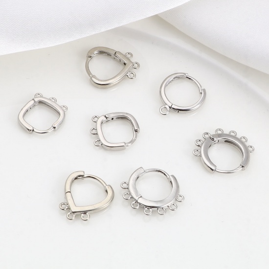 Picture of Brass Hoop Earrings Real Platinum Plated W/ Loop 2 PCs