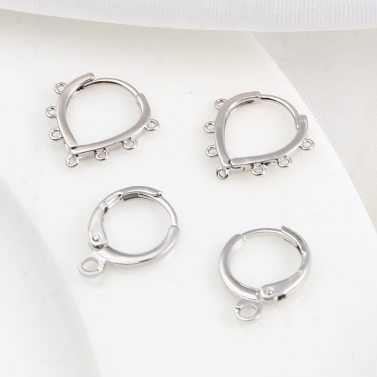 Picture of Brass Hoop Earrings Real Platinum Plated W/ Loop 2 PCs