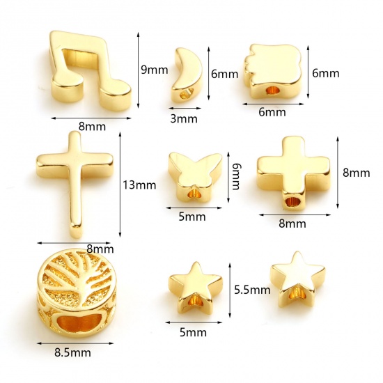 Picture of Brass Beads 18K Real Gold Plated 5 PCs                                                                                                                                                                                                                        
