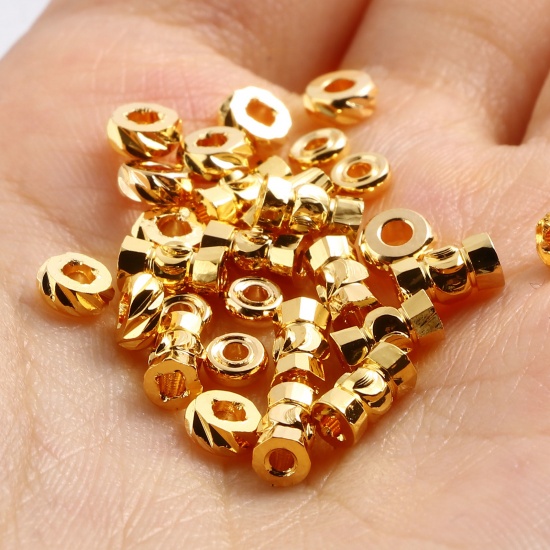 Picture of Brass Spacer Beads 18K Real Gold Plated 10 PCs                                                                                                                                                                                                                