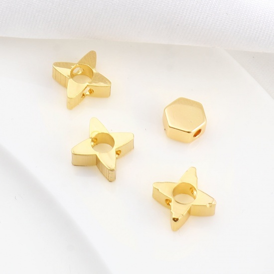 Picture of Brass Beads 18K Real Gold Plated 10 PCs                                                                                                                                                                                                                       