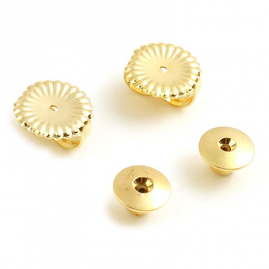 Image de Embout de Boucles d'Oreilles en Laiton Plaqué Or Véritable 18K 10 Pcs