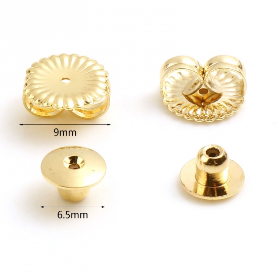 Image de Embout de Boucles d'Oreilles en Laiton Plaqué Or Véritable 18K 10 Pcs
