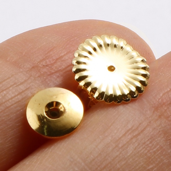 Image de Embout de Boucles d'Oreilles en Laiton Plaqué Or Véritable 18K 10 Pcs