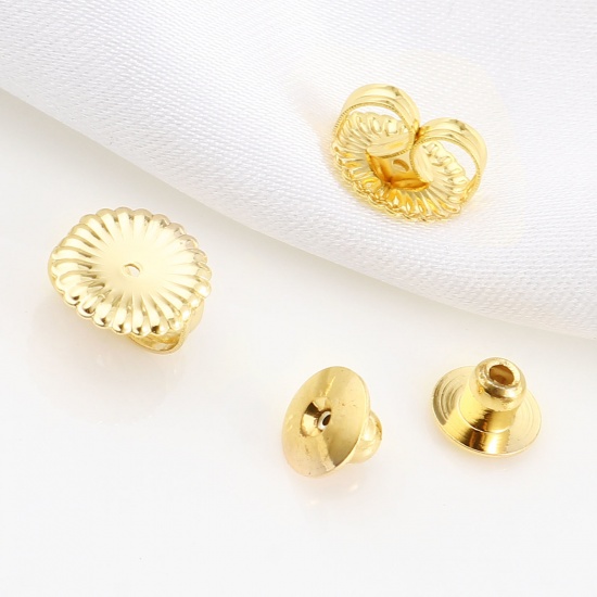 Image de Embout de Boucles d'Oreilles en Laiton Plaqué Or Véritable 18K 10 Pcs