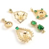 Image de Bélière pour Perle Micro Pave en Laiton Plaqué Or Véritable 18K à Strass Transparent à Zircone Cubique Vert 1 Pièce
