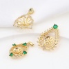 Image de Bélière pour Perle Micro Pave en Laiton Plaqué Or Véritable 18K à Strass Transparent à Zircone Cubique Vert 1 Pièce