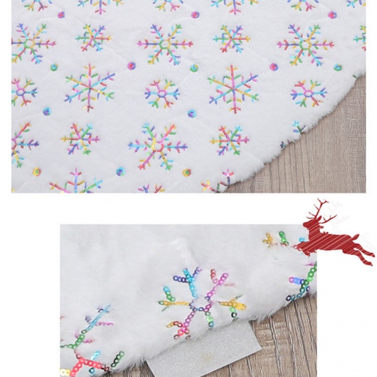 Immagine di Silver - 122cm Dia. Exquisite Snowflake Printed Velvet Christmas Tree Skirt Home Decoration, 1 Piece