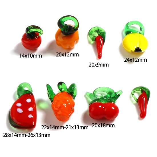 Immagine di Lampwork Vetro Charms Verdura Multicolore Frutta Disegno 10 Pz