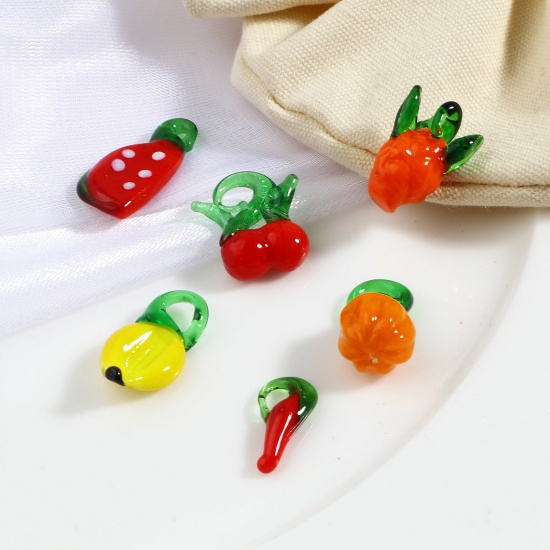 Picture of Lampwork Glass Charms Multicolor Vegetable Fruit 10 PCs