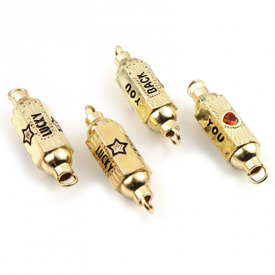 Picture of Brass Connectors Hexagonal Prism Gold Plated Multicolor Enamel 1 Piece                                                                                                                                                                                        