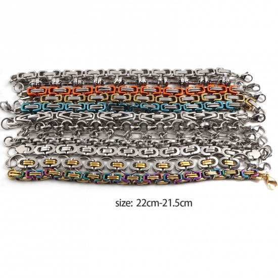 Picture of 201 Stainless Steel Link Chain Bracelets Silver Tone 22cm(8 5/8") - 21.5cm(8 4/8") long, 1 Piece