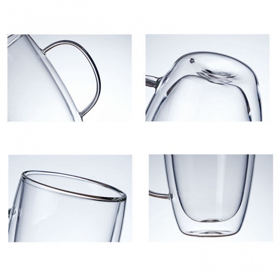 Immagine di Transparent - 150ml Borosilicate Glass High Temperature Resistance Double Layer Glass Cup With Handle, 1 Piece