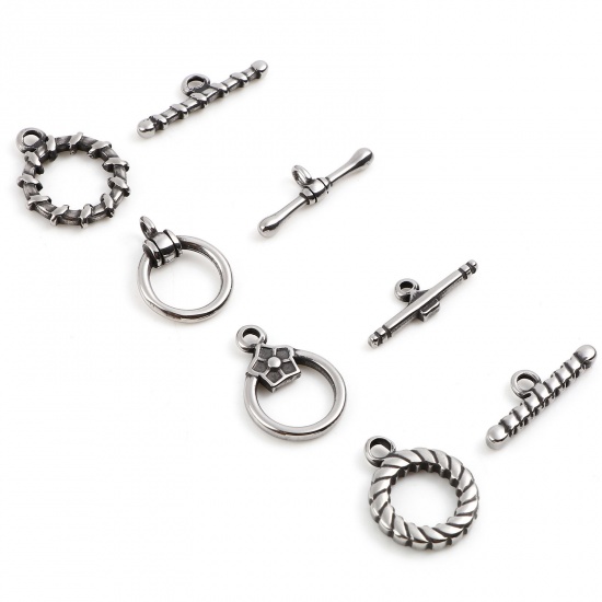 Picture of Stainless Steel Toggle Clasps Antique Silver Color 1 Set