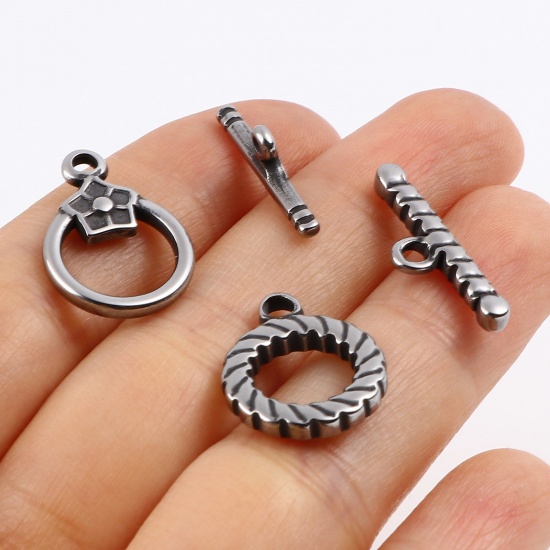 Picture of Stainless Steel Toggle Clasps Antique Silver Color 1 Set
