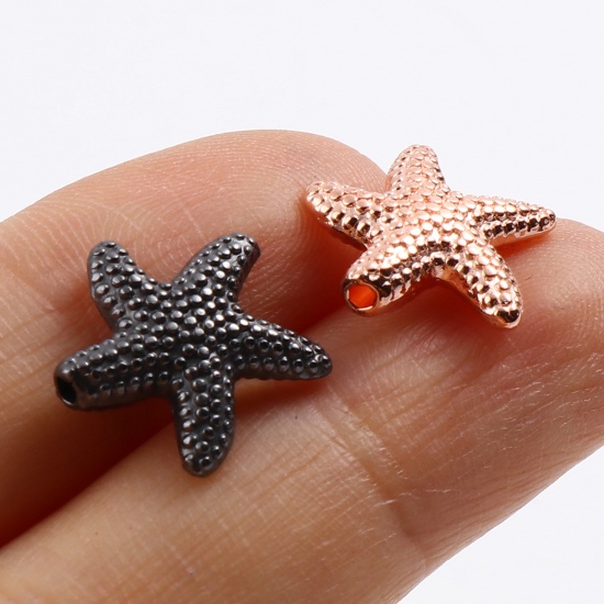 Picture of Zinc Based Alloy Ocean Jewelry Spacer Beads Star Fish Multicolor About 14mm x 13.5mm, Hole: Approx 1.3mm, 20 PCs