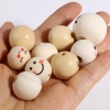 Image de Perles en Bois Naturel Rond Beige Visage Souriant 20 Pcs