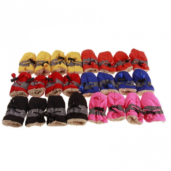 Imagen de Winter Warm Fabric Velvet Drawstring Non-slip Soft Dog Socks Shoes Pet Accessories