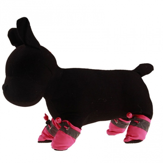 Image de Chaussettes pour chien douces antidérapantes avec cordon de serrage en tissu chaud d'hiver accessoires pour animaux de compagnie