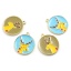 Picture of Zinc Based Alloy Charms Round Gold Plated Olive Green Deer Enamel 23mm x 20mm, 10 PCs