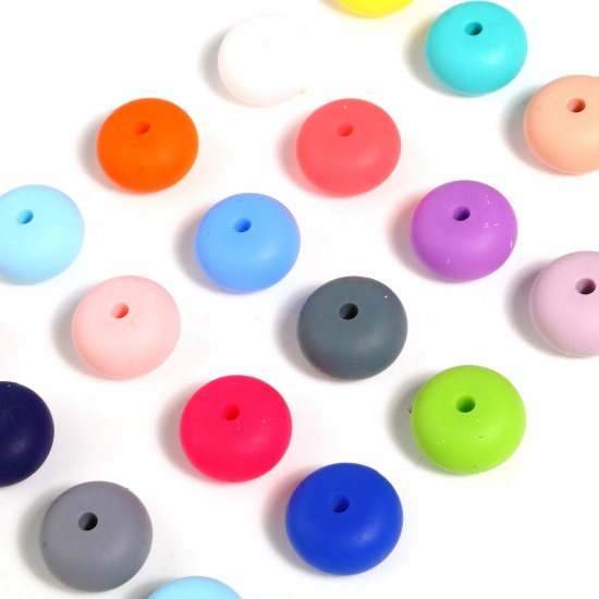 Immagine di Silicone Separatori Perline Tondo Multicolore Circa 14mm Dia, Foro: Circa 2.5mm, 20 Pz