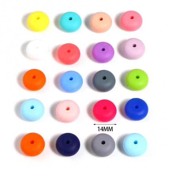 Immagine di Silicone Separatori Perline Tondo Multicolore Circa 14mm Dia, Foro: Circa 2.5mm, 20 Pz