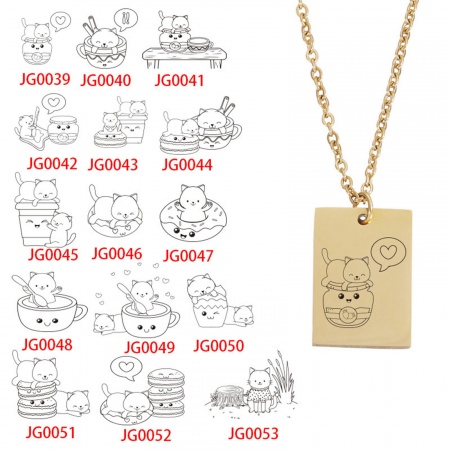 Edelstahl Halskette Bunt Rechteck Tier 45cm lang, 1 Strang