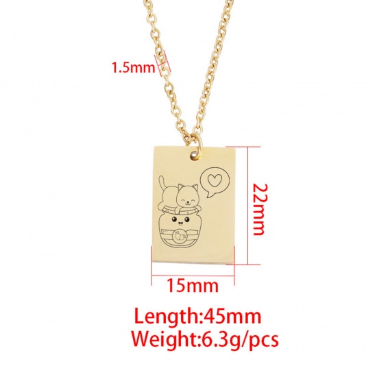 Picture of Stainless Steel Necklace Multicolor Rectangle Animal 45cm(17 6/8") long, 1 Piece