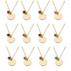 Picture of Stainless Steel Birthstone Necklace Multicolor Round Blank Stamping Tags 45cm(17 6/8") long, 1 Piece