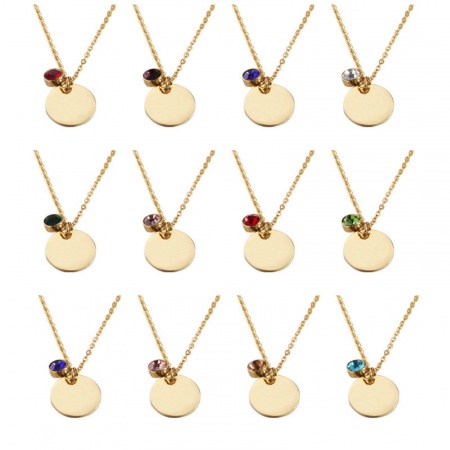 Acero Inoxidable piedra del zodíaco Collares Multicolor Ronda Puede Tallar Llana 45cm longitud, 1 Unidad
