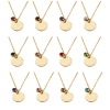 Imagen de Ronda Puede Tallar Llana Piedra De Nacimiento Collar con Colgante Al Por Mayor, Multicolor Acero Inoxidable Cadena de Cable Cruz, Mujeres Estilo Ins Minimalista Regalo Joyería Para Minorista, 45cm longitud, 1 Unidad