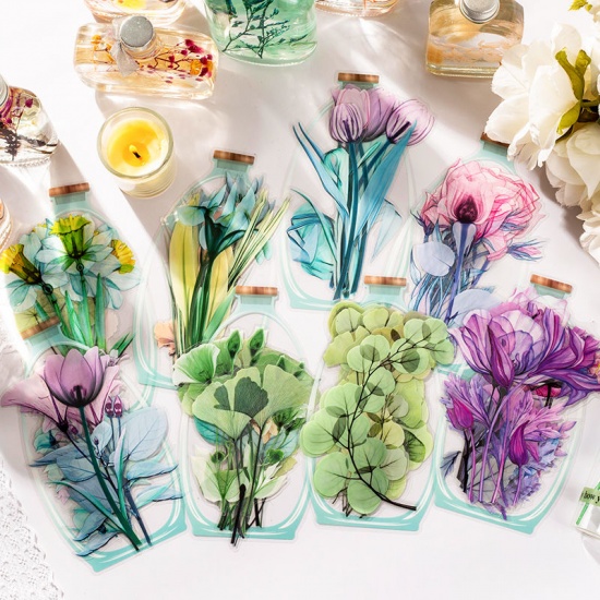 Immagine di Multicolor - 8# Beautiful Flower PET DIY Scrapbook Stickers Stationery Supplies 15x10cm, 1 Set