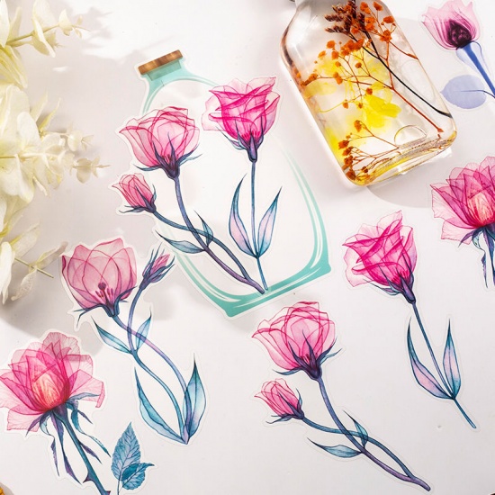 Immagine di Multicolor - 8# Beautiful Flower PET DIY Scrapbook Stickers Stationery Supplies 15x10cm, 1 Set
