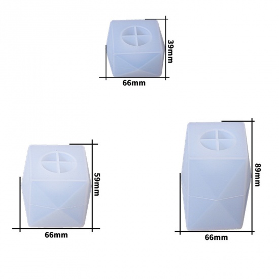 Picture of Silicone Resin Mold For Jewelry Making Ornaments Candlestick Geometric White 8.9cm x 6.6cm, 1 Piece