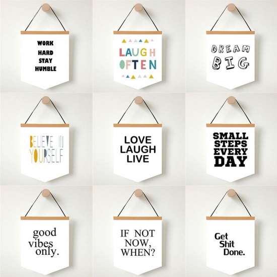 Immagine di English Motto Waterproof Canvas Hanging Flag Home Decoration