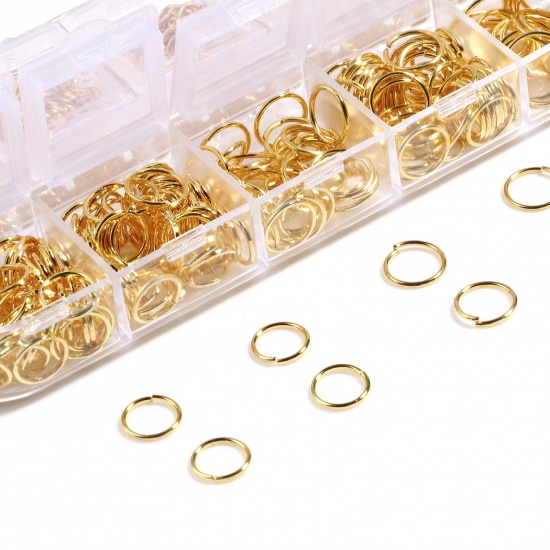 Picture of Iron Based Alloy Jump Rings Findings Set Jewelry Accessories Findings Gold Plated Circle 10mm Dia. - 4mm Dia., 1 Box