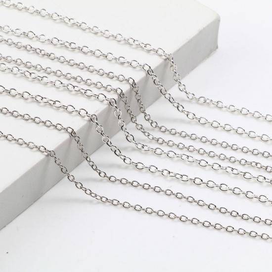 Picture of Iron Based Alloy Link Cable Chain Necklace Silver Plated 41cm(16 1/8") long, 1 Packet ( 12 PCs/Packet)