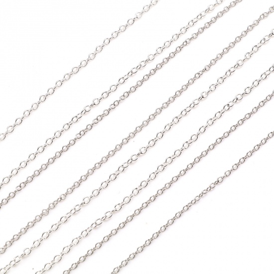 Picture of Iron Based Alloy Link Cable Chain Necklace Silver Plated 41cm(16 1/8") long, 1 Packet ( 12 PCs/Packet)